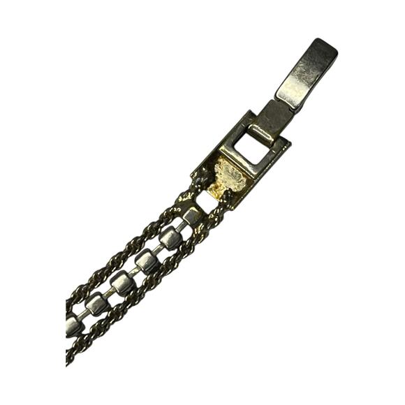 Vintage Blue & Clear Crystal Tennis Bracelet – Silver Tone Triple Strand – 8" - Picture 6 of 8